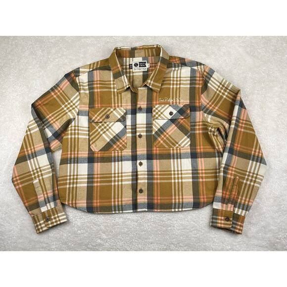 Salty Crew Shirt Womens L Multicolor Plaid Flannel Cropped Outdoor Retro Classic - Picture 1 of 7